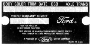 dataplate ford mustang 1964 1965